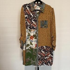 John Mark Women's Mixed Print Blouse - Size MED Floral Butterfly Polka Dots